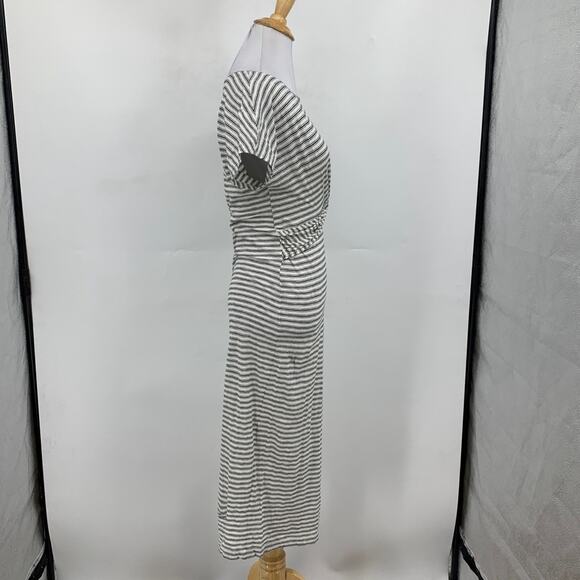 Allsaints Dress Womens M Medium Cotton Paloma Stripe Twist Front Cap Sleeves Tee - Picture 4 of 14
